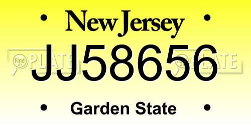 JJ58656 New Jersey License Plate