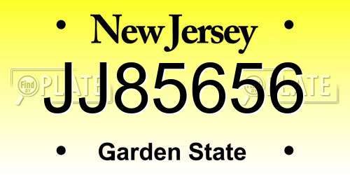 JJ85656 New Jersey License Plate