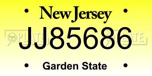 JJ85686 New Jersey License Plate