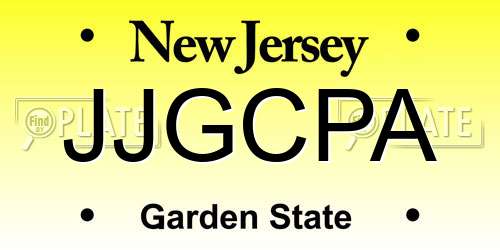 JJGCPA New Jersey License Plate
