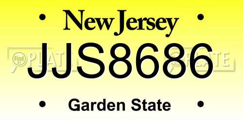 JJS8686 New Jersey License Plate