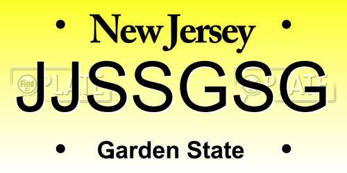 JJSSGSG New Jersey License Plate