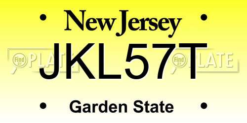 JKL57T New Jersey License Plate