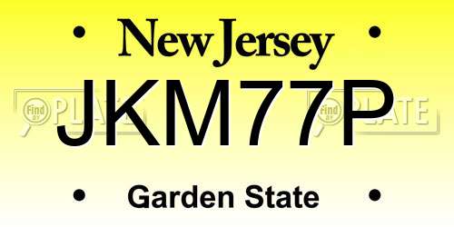 JKM77P New Jersey License Plate
