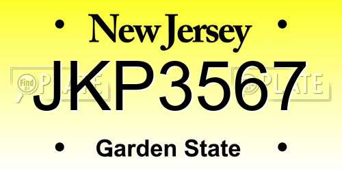 JKP3567 New Jersey License Plate