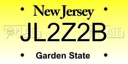 JL2Z2B New Jersey License Plate