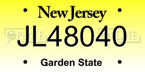 JL48040 New Jersey License Plate