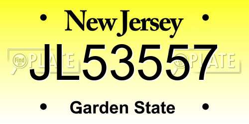 JL53557 New Jersey License Plate