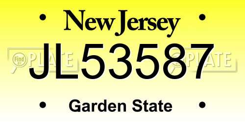 JL53587 New Jersey License Plate