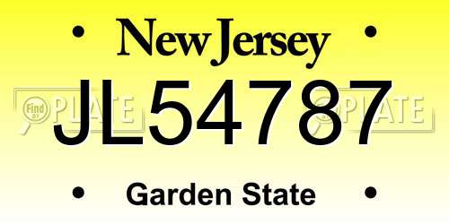 JL54787 New Jersey License Plate