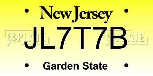 JL7T7B New Jersey License Plate