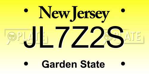 JL7Z2S New Jersey License Plate