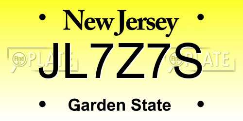 JL7Z7S New Jersey License Plate
