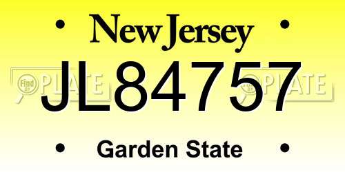 JL84757 New Jersey License Plate