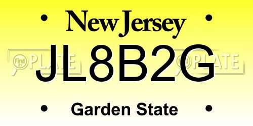 JL8B2G New Jersey License Plate