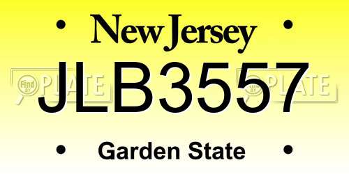 JLB3557 New Jersey License Plate