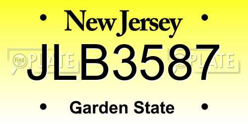 JLB3587 New Jersey License Plate