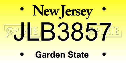 JLB3857 New Jersey License Plate