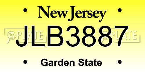 JLB3887 New Jersey License Plate