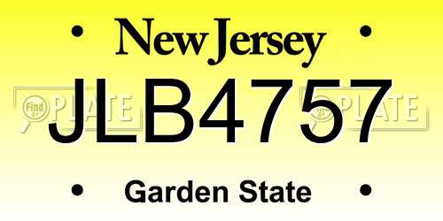 JLB4757 New Jersey License Plate