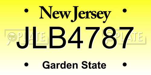 JLB4787 New Jersey License Plate
