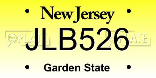 JLB526 New Jersey License Plate