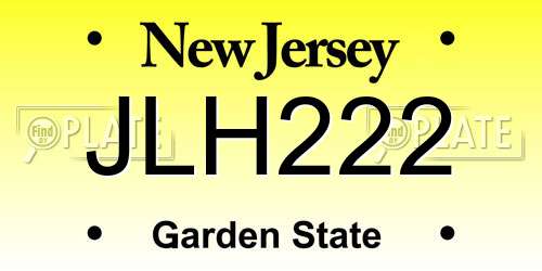 JLH222 New Jersey License Plate