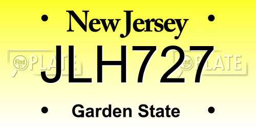JLH727 New Jersey License Plate