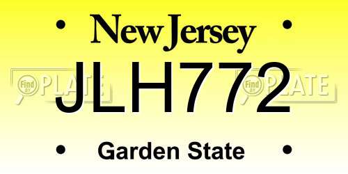 JLH772 New Jersey License Plate