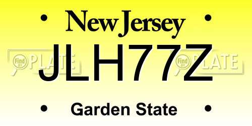 JLH77Z New Jersey License Plate