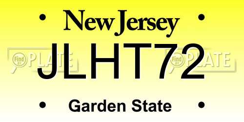 JLHT72 New Jersey License Plate