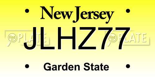 JLHZ77 New Jersey License Plate
