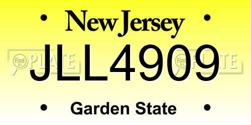 JLL4909 New Jersey License Plate