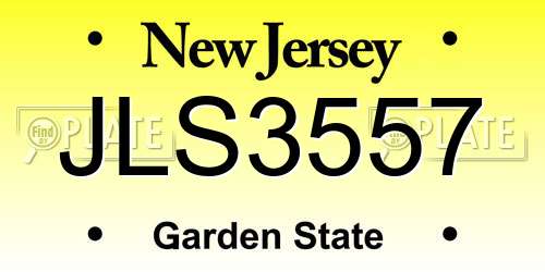 JLS3557 New Jersey License Plate