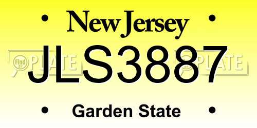 JLS3887 New Jersey License Plate