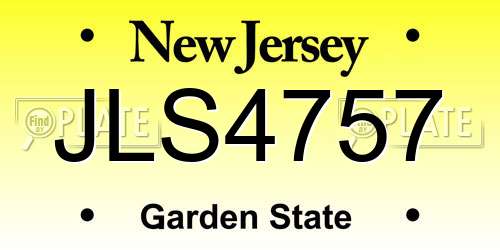 JLS4757 New Jersey License Plate