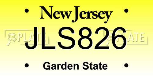 JLS826 New Jersey License Plate