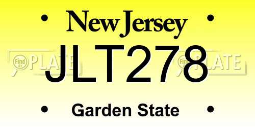 JLT278 New Jersey License Plate