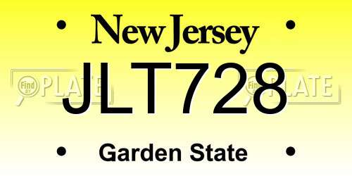 JLT728 New Jersey License Plate