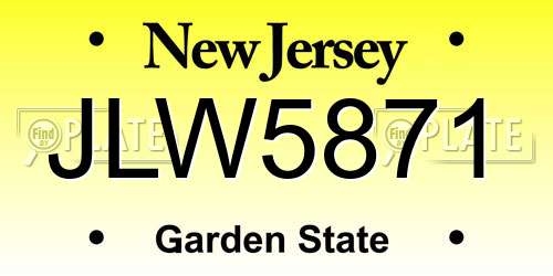 JLW5871 New Jersey License Plate