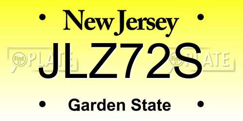 JLZ72S New Jersey License Plate