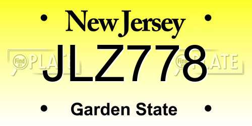 JLZ778 New Jersey License Plate