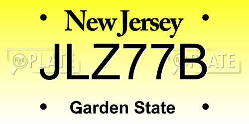 JLZ77B New Jersey License Plate