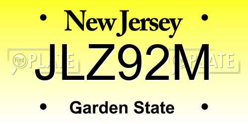 JLZ92M New Jersey License Plate