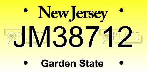 JM38712 New Jersey License Plate