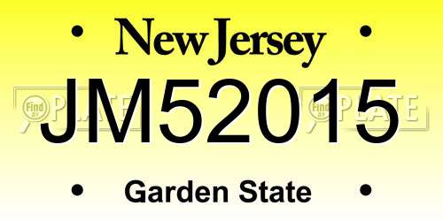 JM52015 New Jersey License Plate