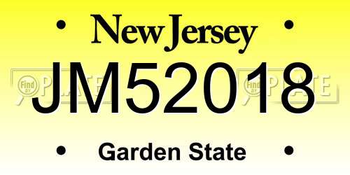 JM52018 New Jersey License Plate