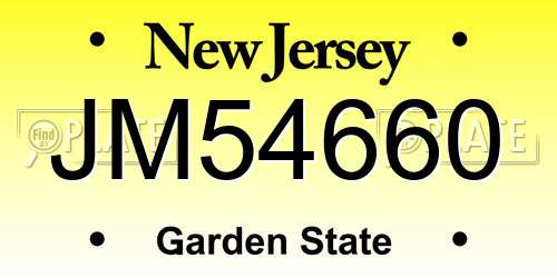 JM54660 New Jersey License Plate