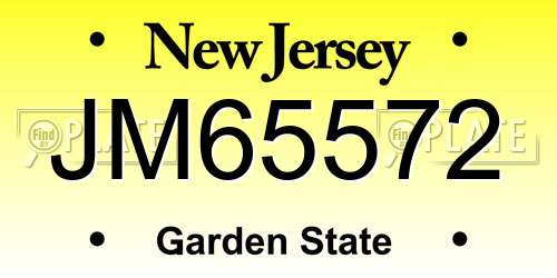 JM65572 New Jersey License Plate