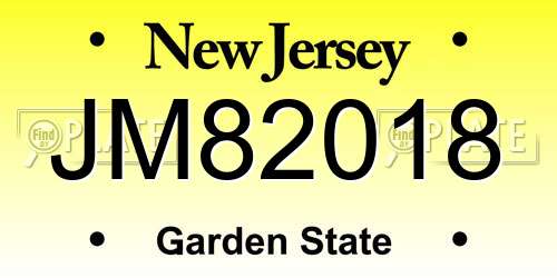 JM82018 New Jersey License Plate